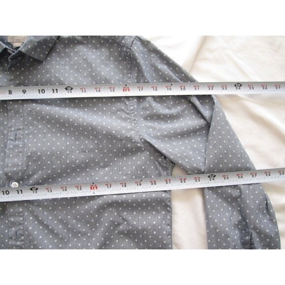 Men's A-Frame Regular Cotton Button Up Polka Dot Long Sleeve Shirt Sz L (MT195) - Picture 4 of 8